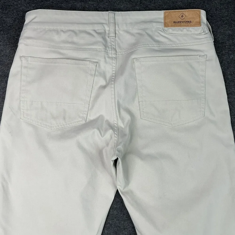Bluffworks Ascender Chino Pants Mens 30x30 Stone Cell Pocket Utility Performance - Picture 6 of 9